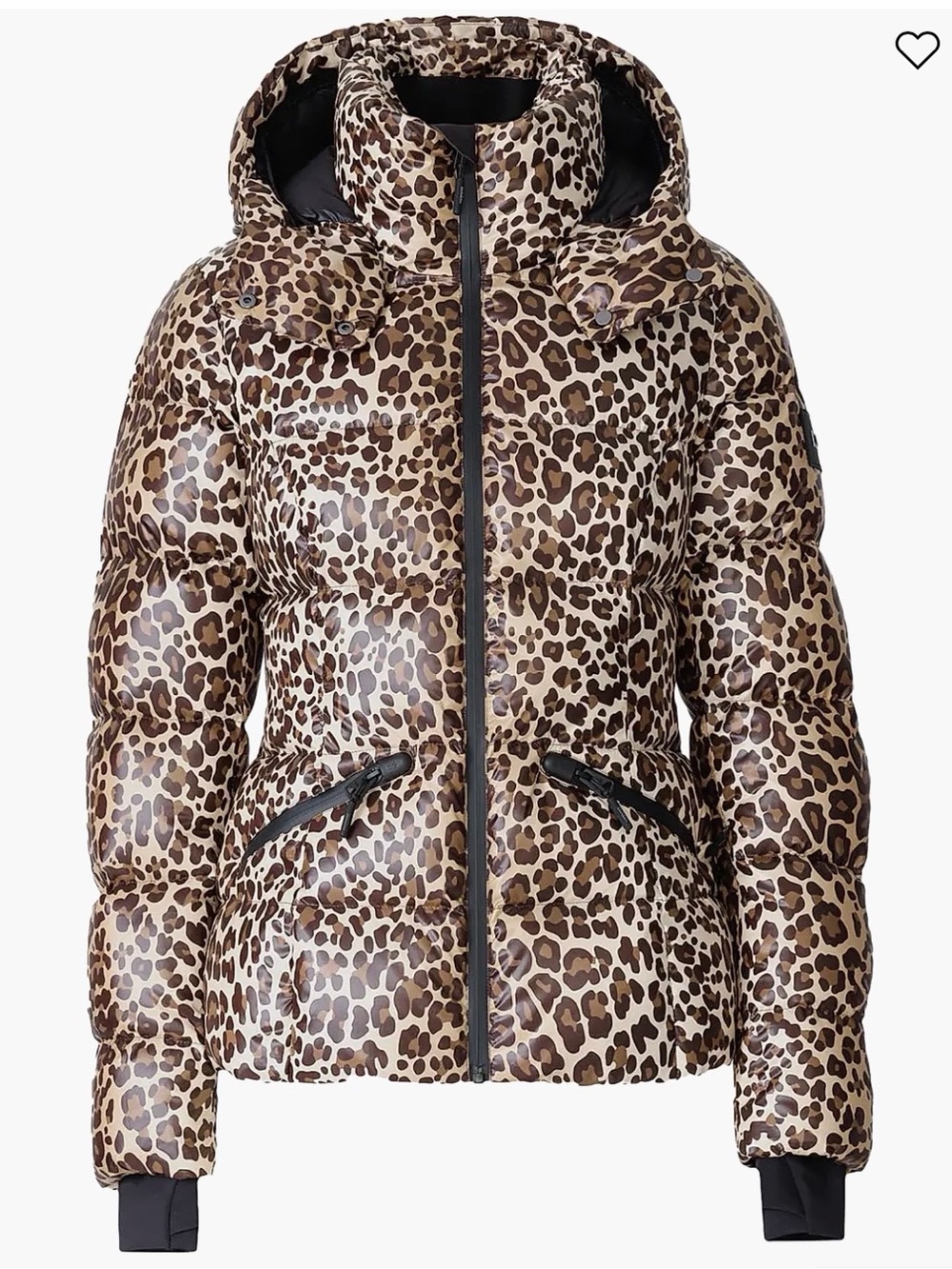 NWT Mackage Cheryl Leopard-Print Puffer Ski Jacket in Brown and Black